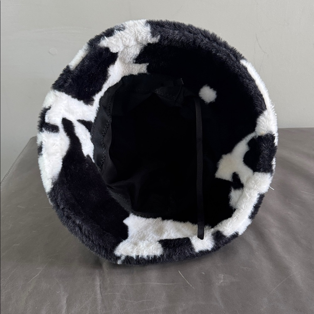 Cow Print Fuzzy Hat - Picture 2 of 4
